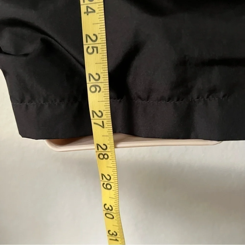 A New Day black mid length zipper snap hoodie windbreaker pockets cinch waist XS